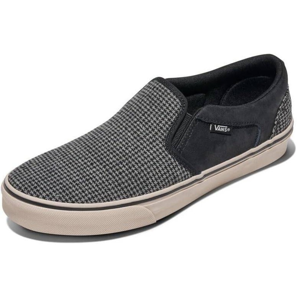 Vans Asher Mens Houndstooth Black Taupe Suede Slip On Sneakers VN000CSNEZ2 9